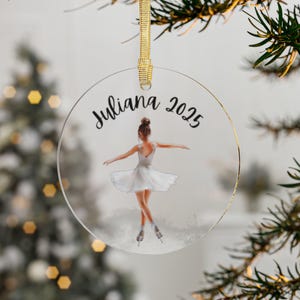 Ornement personnalisé de patinage sur glace, cadeau patineuse artistique, cadeau fille amateur de patinage sur glace, ornement patineur, cadeau fille patineuse artistique, patineur sur glace