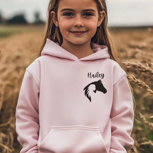 girl horse hoodie personalized, equestrian youth hoodie, horse lover hoodie youth, girl who loves horses, custom horseback riding sweatshirt