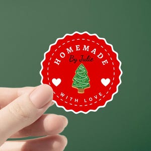 Custom Christmas Cookie Stickers, Personalized Baked with Love Labels, Custom Made with Love Stickers, From the Kitchen of Christmas Holiday