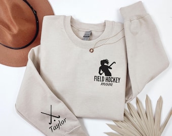 Felpa girocollo per mamma di hockey su prato, felpa personalizzata per mamma di hockey su prato, regalo per mamma di hockey, felpa per mamma di giocatore di hockey su prato, hockey su prato