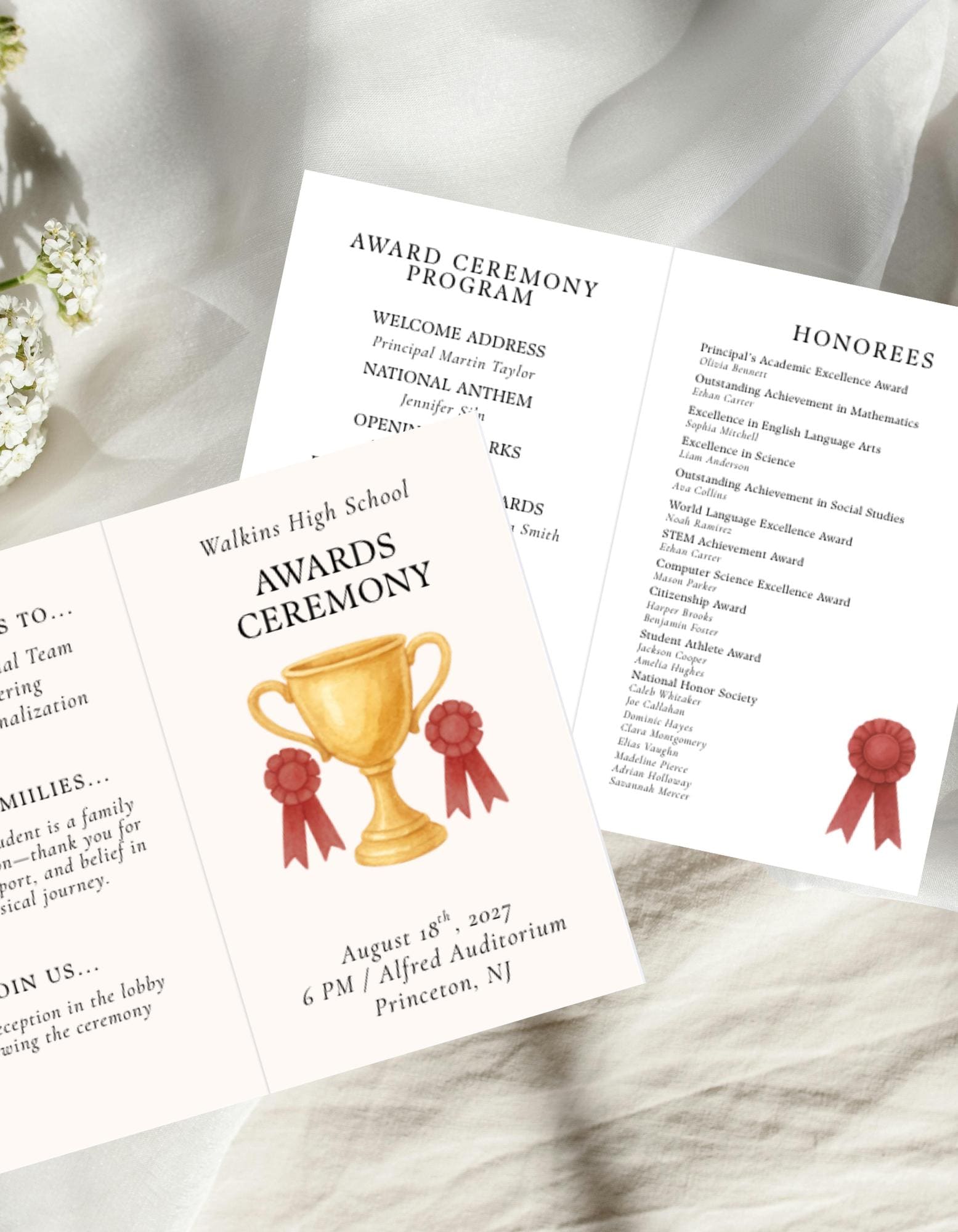 Awards Ceremony Program Template, School Honors Graduation Program ...