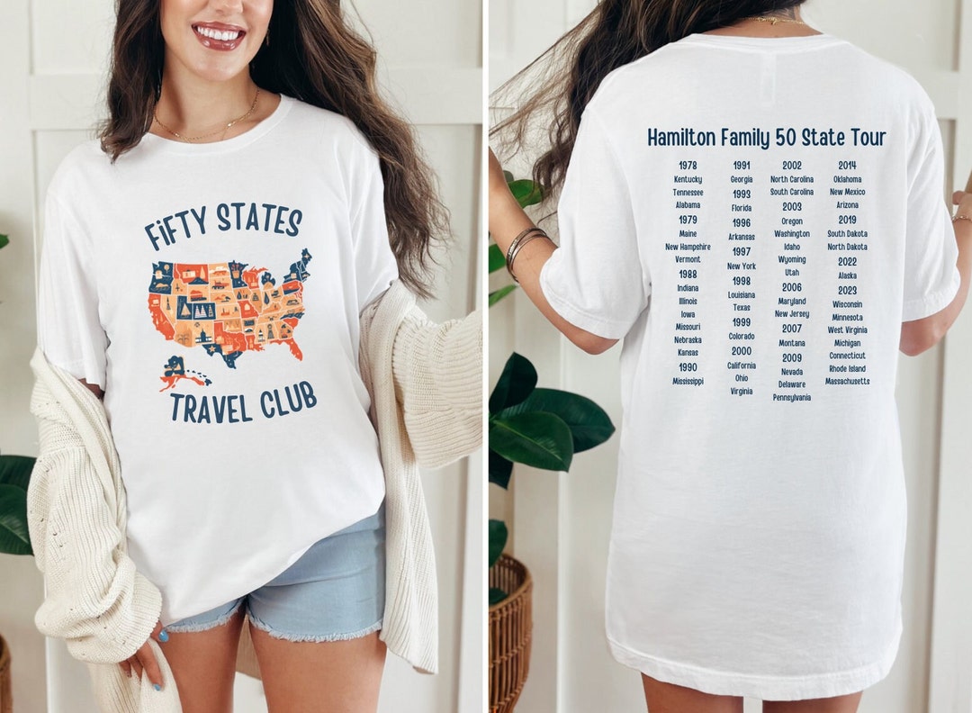 Custom 50 States Travelled Shirt, Personalized Traveled All 50 States ...