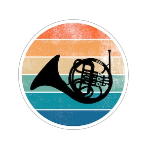 Retro Sunset French Horn Sticker, French Horn, French Horn Player, French Horn Student, French Horn Teacher, French Horn Gift