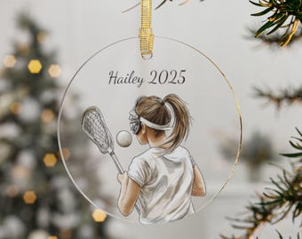 Personalized lacrosse girl ornament, Personal lacrosse gift, lacrosse lover gift, lacrosse xmas ornament, womens lacrosse, high school gift