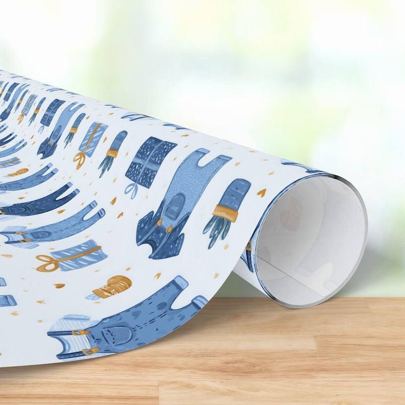Blue Jean Baby cadeaupapier, denim babyshower inpakpapier, blue jean babystrooisel, blue jean babyshower, blue jean baby onderweg afbeelding 2