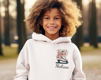 Benutzerdefinierte Mädchen Eiskunstlauf-Sweatshirt, personalisierter Schlittschuh-Hoodie, Eiskunstlauf-Geschenk Mädchen, Eislaufen-Geschenk-Mädchen, Jugend Eislaufen