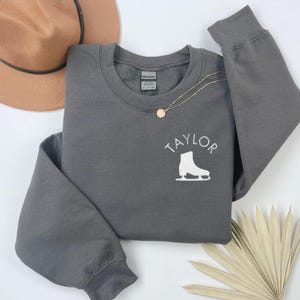 Custom Embroidered Ice Skater Sweatshirt, Personalized Figure Skating Shirt, Womans Figure Skater Gift, Competitive Ice Skating Gift
