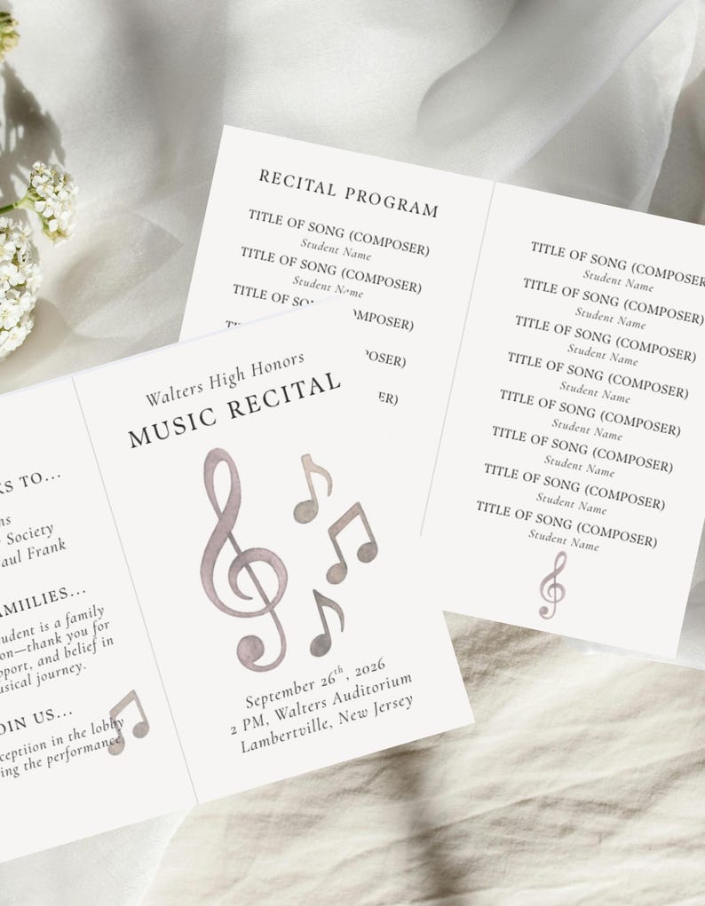 Recital Program Graphics Music Recital Program, Personalizable Template, Canva Digital Download ...