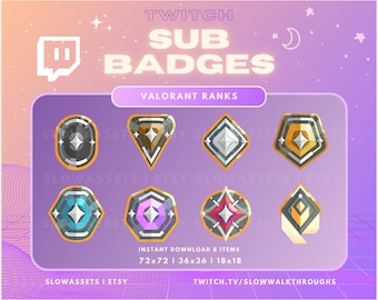 Valorant Twitch Sub Badges | Ranked Subscriber Badges & Bit Badges