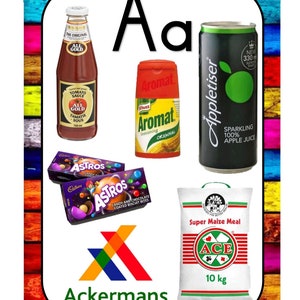 Alphabet posters. South African products. A to Z.