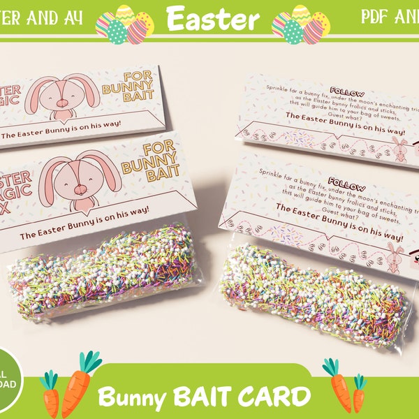 Bunny Bait Card, Adorable Easter Card for DIY Magic and Sweet Surprises! Printable Easter Card for Crafting Magical Moments!