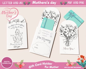 Coloring Kids' Mother's Day Gift Card Holder - Printable Happy Mother's Day Gift Tags, Mother's Day Gift Idea for Kids, DIY Kids Toddler