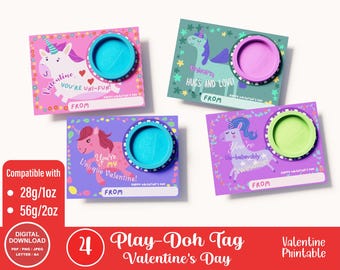 Fun Dough Valentines: Play-Doh Gift Cards for Girls, Exciting Play-Doh Valentine Cards for Girls - Perfect for Classroom Exchange! Printable