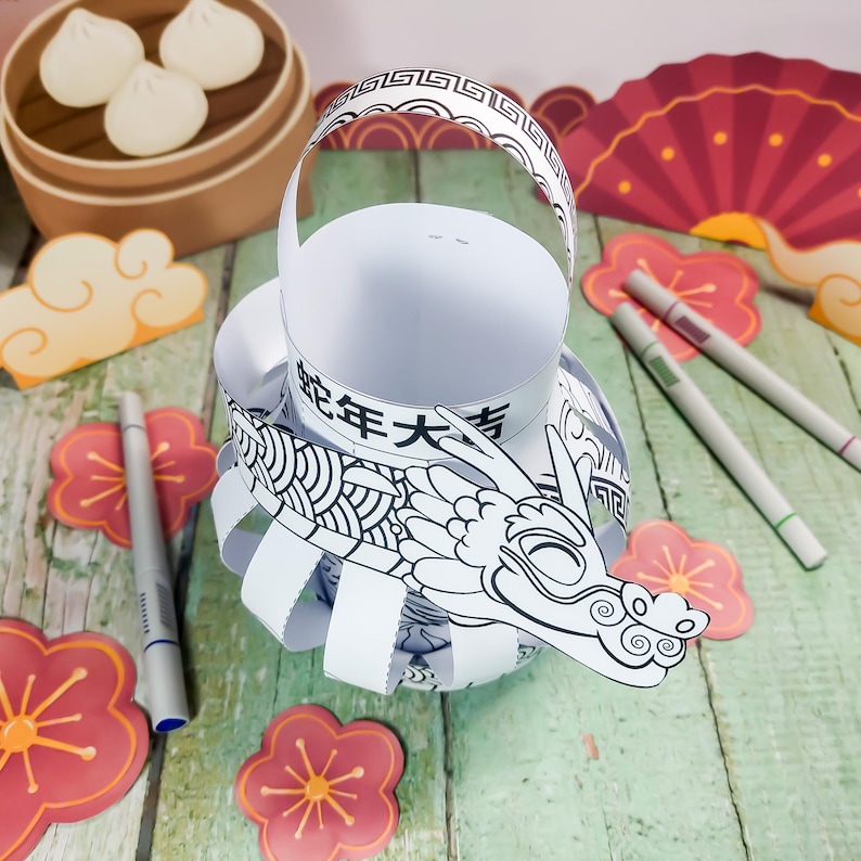 Coloring Chinese New Year Paper Lantern Craft Kit, Printable DIY ...