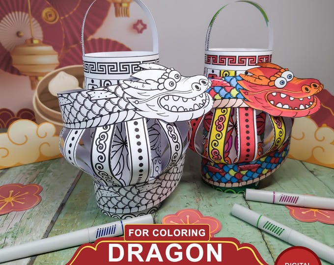 Coloring Chinese New Year Paper Lantern Craft Kit, Printable DIY ...