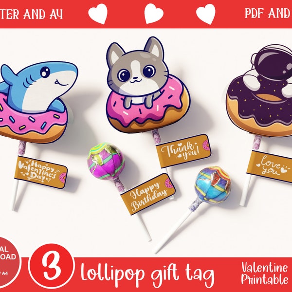 Lollipop Valentine Tags for Kids' Classroom, Delightful DIY Printable Lollipop Valentines for Classroom Fun! Valentines for Kids!