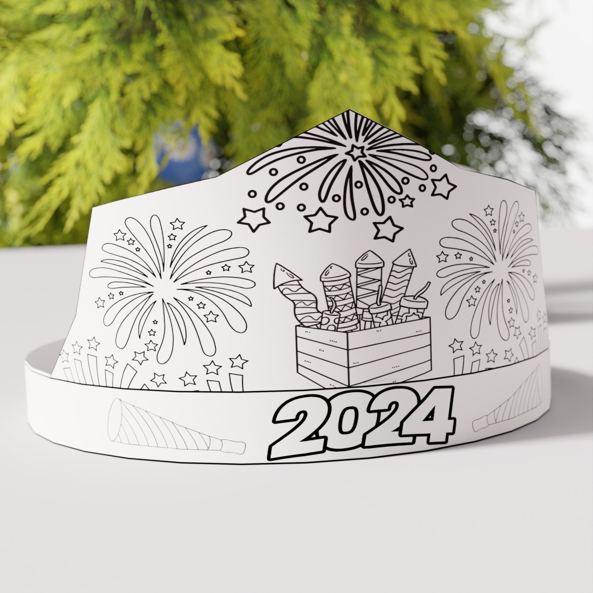 Celebrate 2024 With Fun Coloring and Crafting New Year's Eve Paper Hats