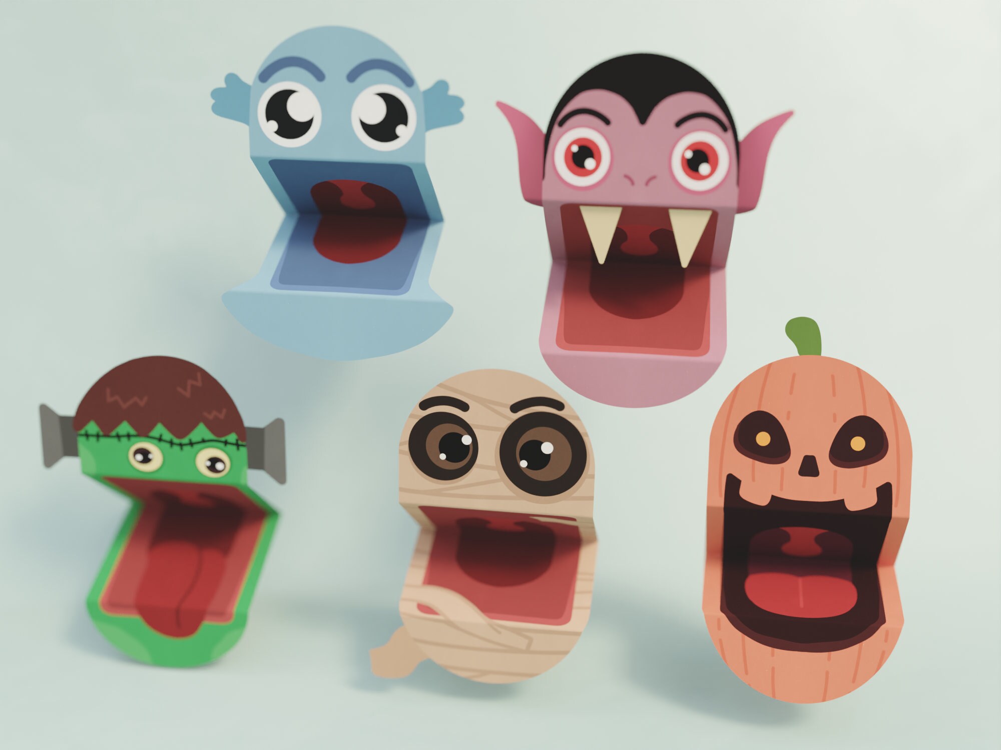 Halloween Puppets Printable Templates Set of 5 Iconic Characters DIY ...