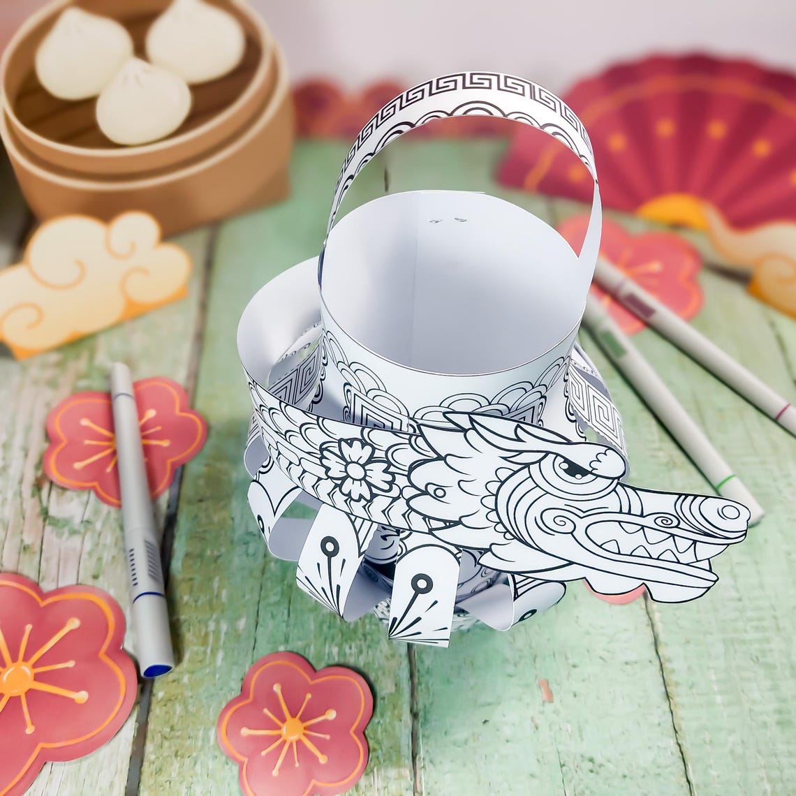 Coloring Chinese New Year Paper Lantern Craft Kit, Printable DIY ...