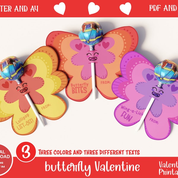 Lollipop Valentine Printables for Kids, Add Whimsy to Valentine’s Day with Lollipop Printables! DIY Butterfly Lollipop Valentines for Kids!