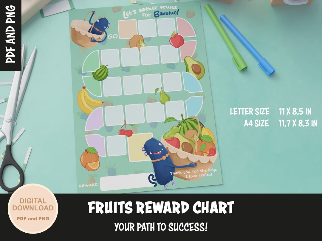 Fruit Reward Chart for Kids Track Progress and Celebrate Etsy