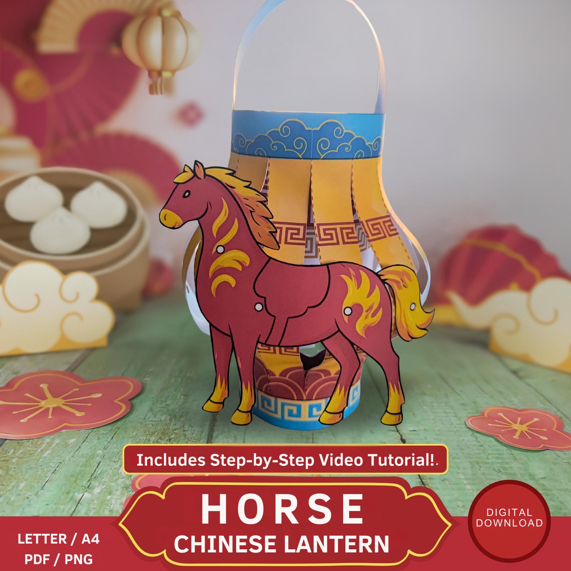 Printable Chinese New Year Paper Lantern Craft Kit, DIY Lantern for ...