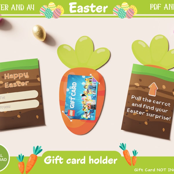 Easter Bunny Gift Card Holder - Printable Foldable Card with Sweet Easter Design! Adorable Easter Basket Stuffer Printable for Kids!