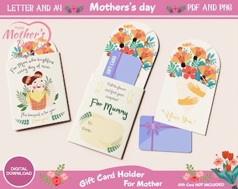 Cute Kids' Mother's Day Gift Card Holder - Printable Happy Mother's Day Gift Tags, Mother's Day Gift Idea for Kids, DIY Kids Toddler