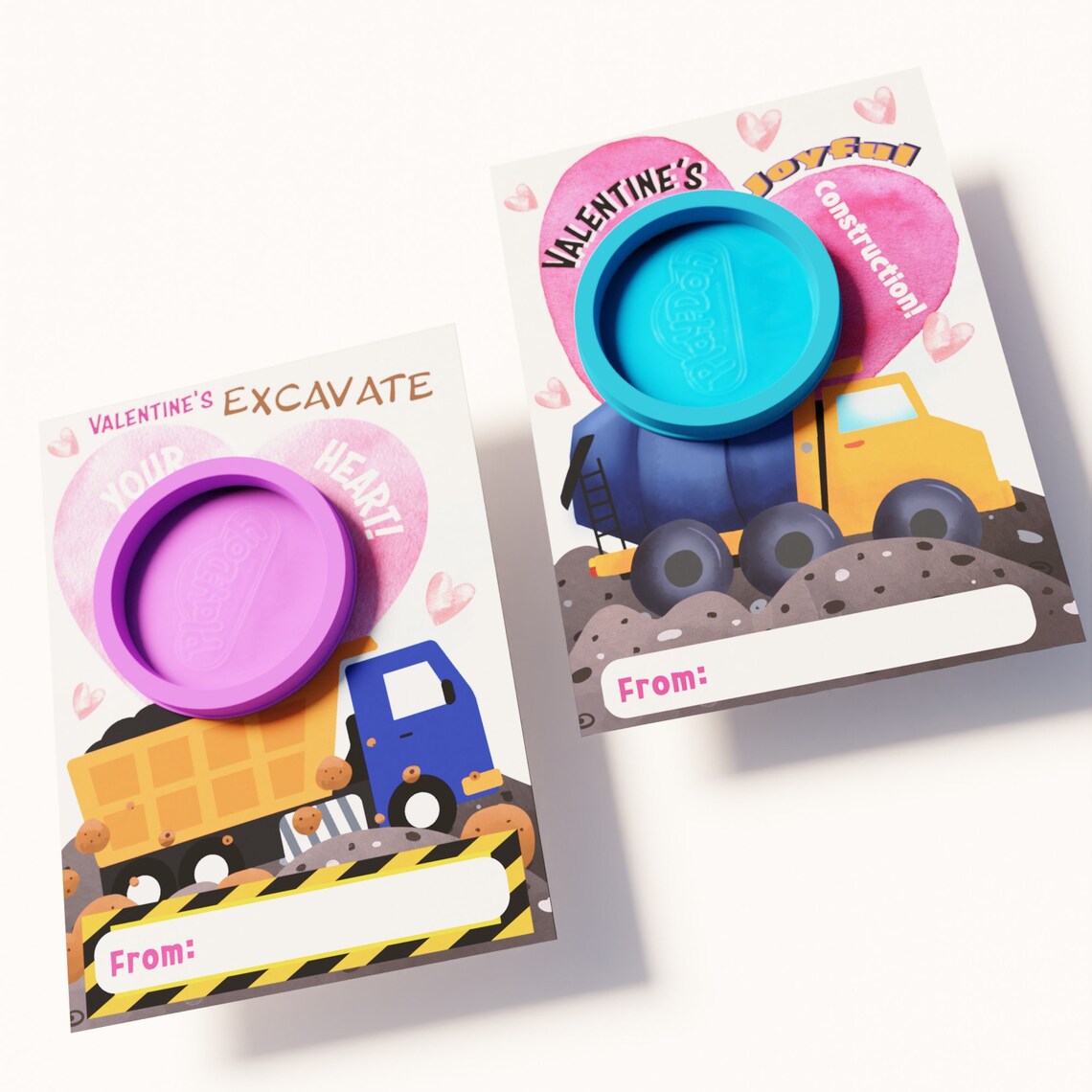 Play-doh and Truck Themed Valentine's Cards, Unique Play-doh ...