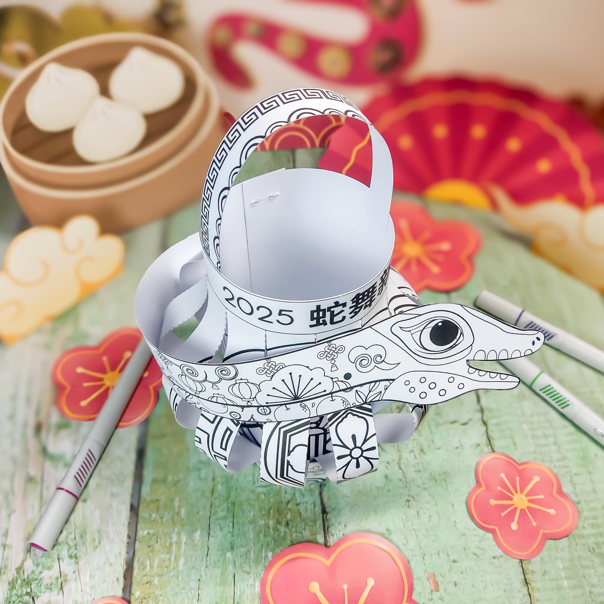 Coloring Chinese New Year Paper Lantern Craft Kit, Printable DIY ...