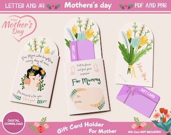 Cute Kids' Mother's Day Gift Card Holder - Printable Happy Mother's Day Gift Tags, Mother's Day Gift Idea for Kids, DIY Kids Toddler