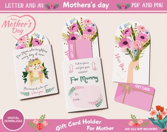 Cute Kids' Mother's Day Gift Card Holder - Printable Happy Mother's Day Gift Tags, Mother's Day Gift Idea for Kids, DIY Kids Toddler