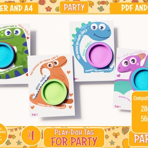 Leuk deegfeestje: Play-Doh-cadeaubonnen voor jongens, spannende Play-Doh-feestkaarten voor jongens - perfect als verjaardagscadeau! Afdrukbaar