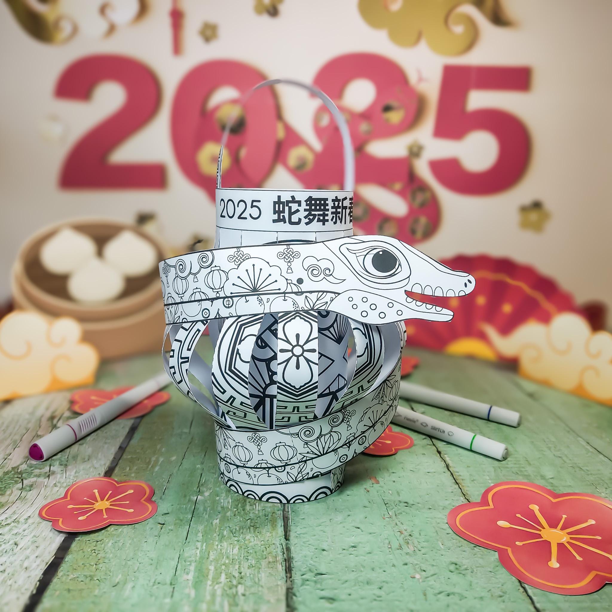 Coloring Chinese New Year Paper Lantern Craft Kit, Printable DIY ...
