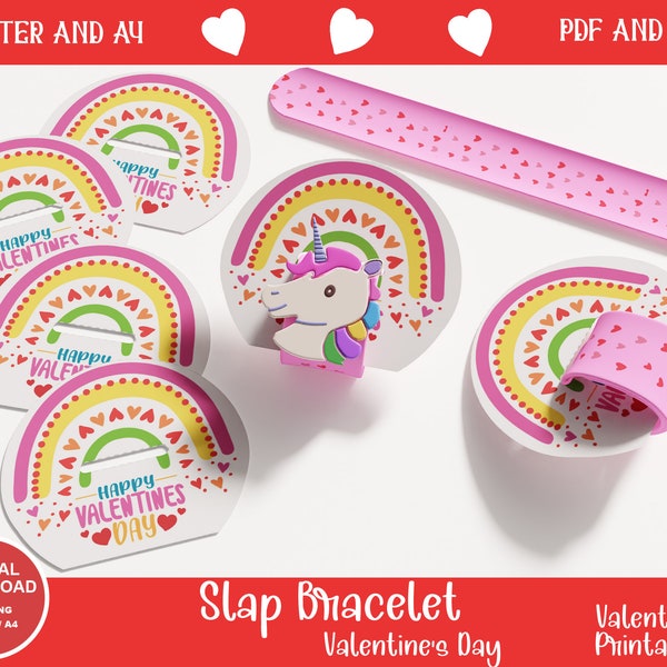 Slap Bracelet Valentine Card, Fun Kids Cards for Classroom Exchange! Whimsical Designs for Heartfelt Classroom Exchanges, Printable