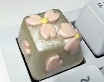 Sakura Cherry Blossom Artisan Keycap – Handmade Polymer Clay Keyboard Accessory