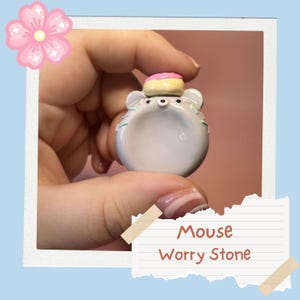 Kawaii Mouse Worry Stone  | Cute Worry Stone | Handmade Worry Stone | Kawaii Worry Stone