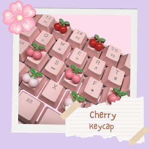 Kawaii Cherry Artisan Keycap: Custom Handmade Keyboard Accessory