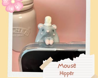 Kawaii Mouse Chef Hipper | Cute Phone Hipper | Handmade Hipper | Kawaii Phone Hipper | Kindle Peeker