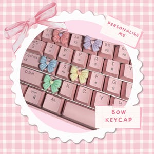 Handmade Pastel Bow Keycap: Kawaii Coquette Artisan Keycap