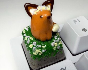Fuchs Artisan Tastenkappe – handgefertigtes Tastaturzubehör aus Polymer Clay