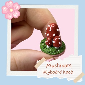 Handmade Kawaii Mushroom Keyboard Knob: Artisan Polymer Clay