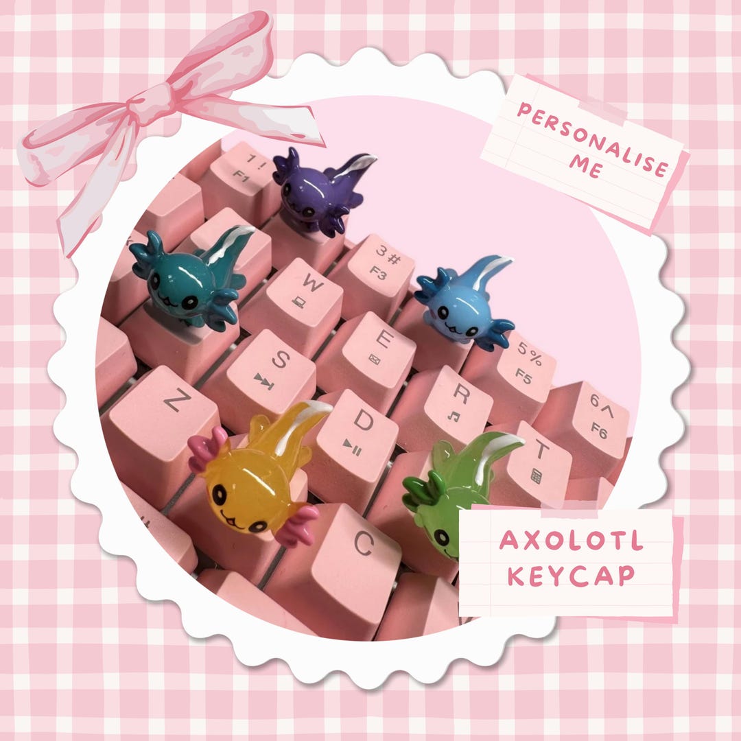 Handmade Kawaii Axolotl Artisan Keycap: Custom Keyboard Accessory - Etsy