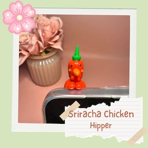 Kawaii Sriracha Hot Sauce Chicken Hipper | Cute Phone Hipper | Handmade Hipper | Kawaii Phone Hipper | Kindle Peeker