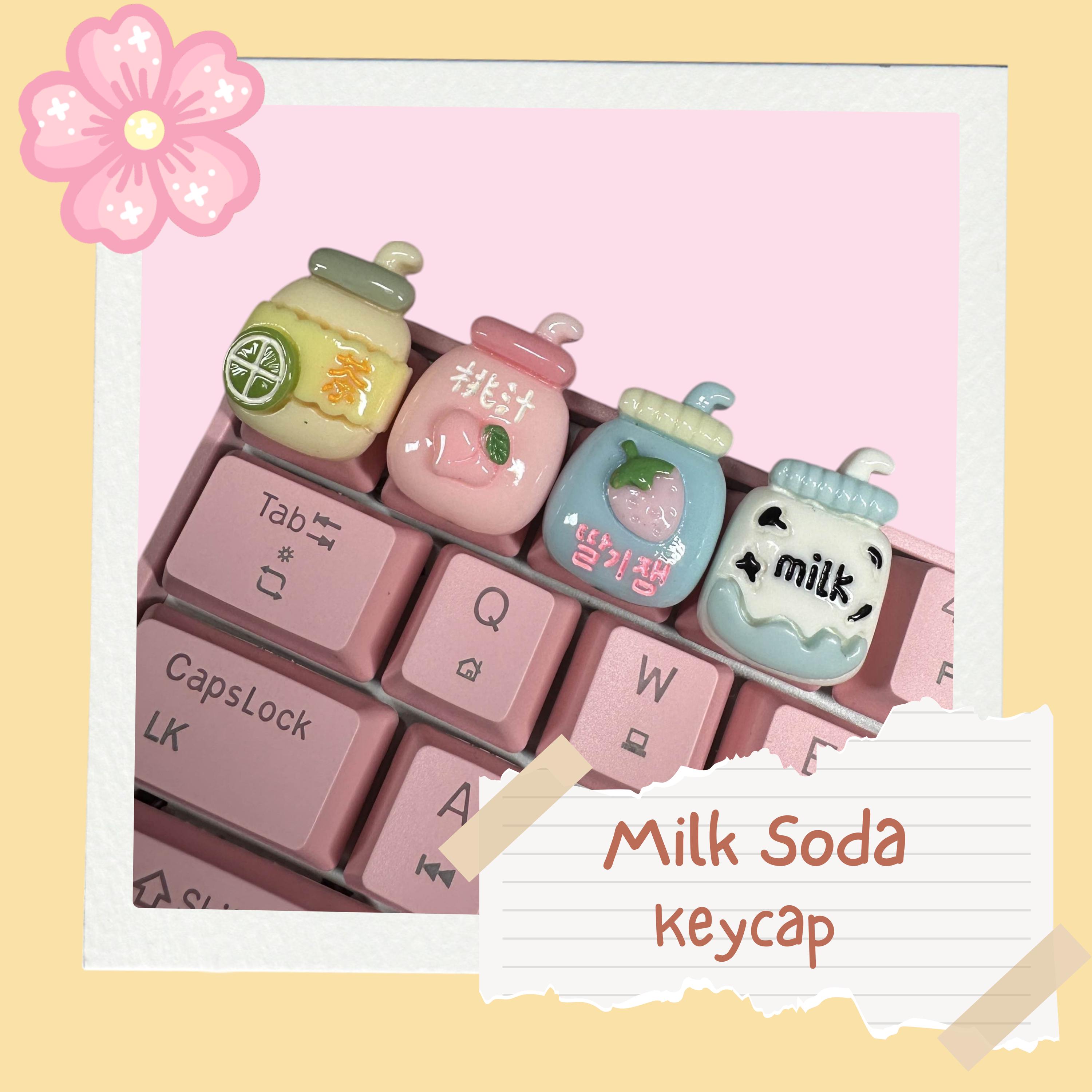 Kawaii Milk Soda Artisan Keycap: Custom Keyboard Accessory
