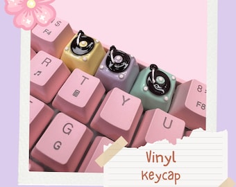 Kawaii Vinyl Record Player Keycap: Handmade Artisan Keyboard Accessory