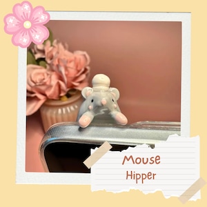 Kawaii Mouse Chef Hipper | Cute Phone Hipper | Handmade Hipper | Kawaii Phone Hipper | Kindle Peeker