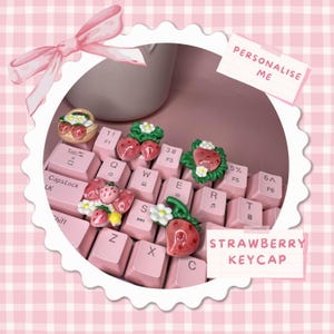Kawaii Strawberry Keycap: Acessório de teclado artesanal Cottagecore