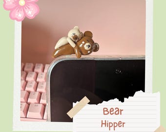 Kawaii Bear Hipper | Cute Phone Hipper | Handmade Hipper | Kawaii Phone Hipper | Kindle Peeker
