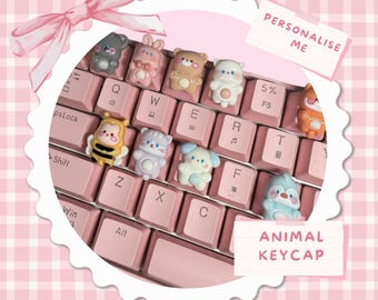 Handmade Kawaii Animal Keycap: Bear, Dog, Cat - Custom Artisan Keycap